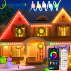 LED Permanent Outdoor Lights | IP65 Waterproof RGBIC String Lights with Remote for Holiday Decor & Year-Round Use