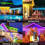 LED Permanent Outdoor Lights | IP65 Waterproof RGBIC String Lights with Remote for Holiday Decor & Year-Round Use