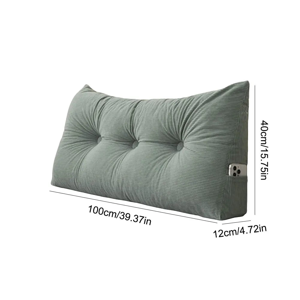 Bed Wedge Pillow – Long Upright Back Support | Corduroy Cover