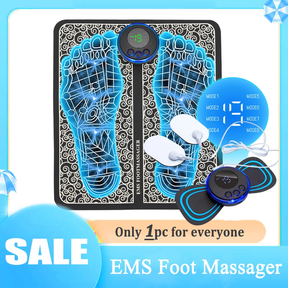 EMS Foot Massager Mat – 8 Modes & 19 Levels | Rechargeable