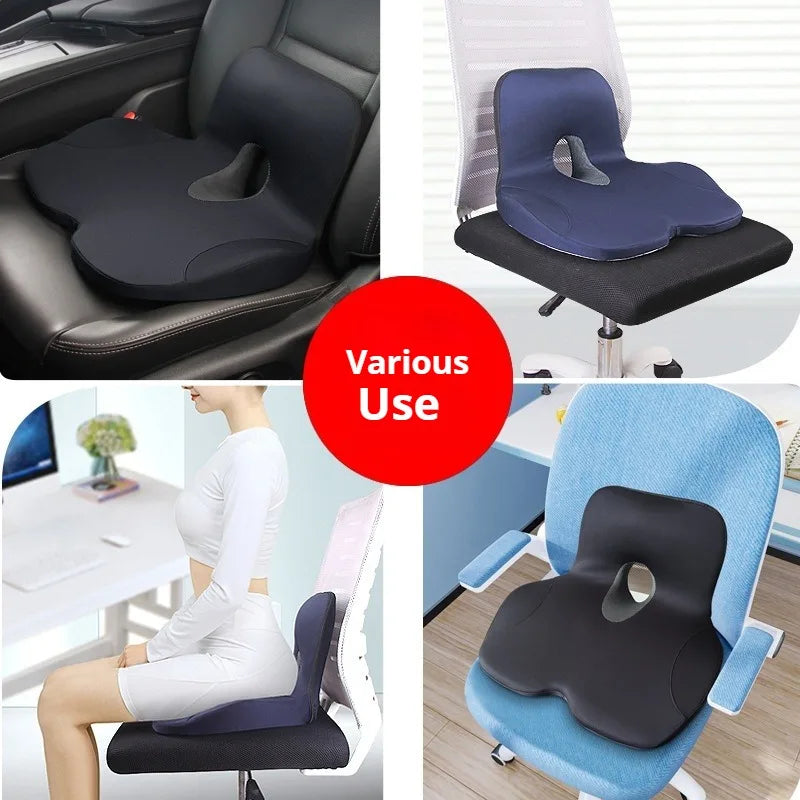Memory Foam Seat Cushion – Hip & Lower Back Support | Non-Slip Base