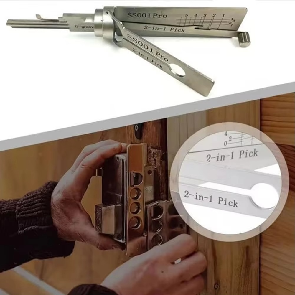 Stainless Steel Key Decoder Tool | 2-in-1 Lock Decoding & Picking for Professional Locksmiths