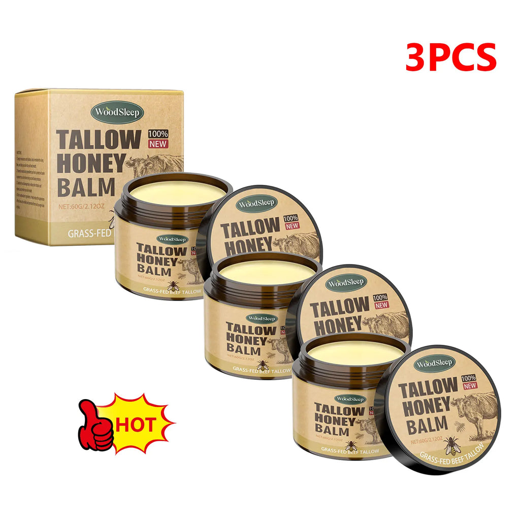 Whipped Beef Tallow and Honey Balm | Fast Absorption, Organic Moisturizer for Face and Body, Ideal for Sensitive Skin