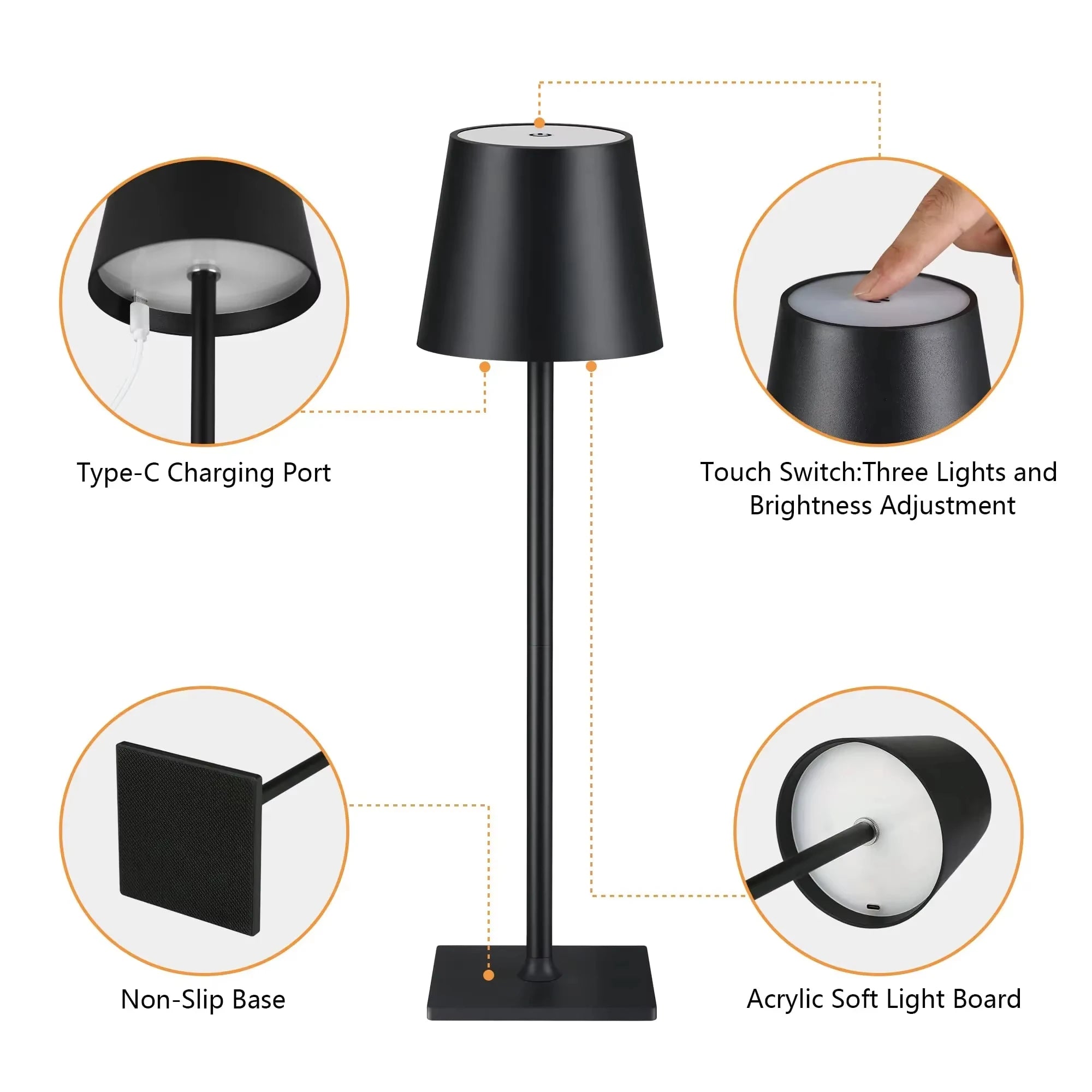 LED Desk Lamp – 3 Color Modes & Touch Dimming | USB Powered