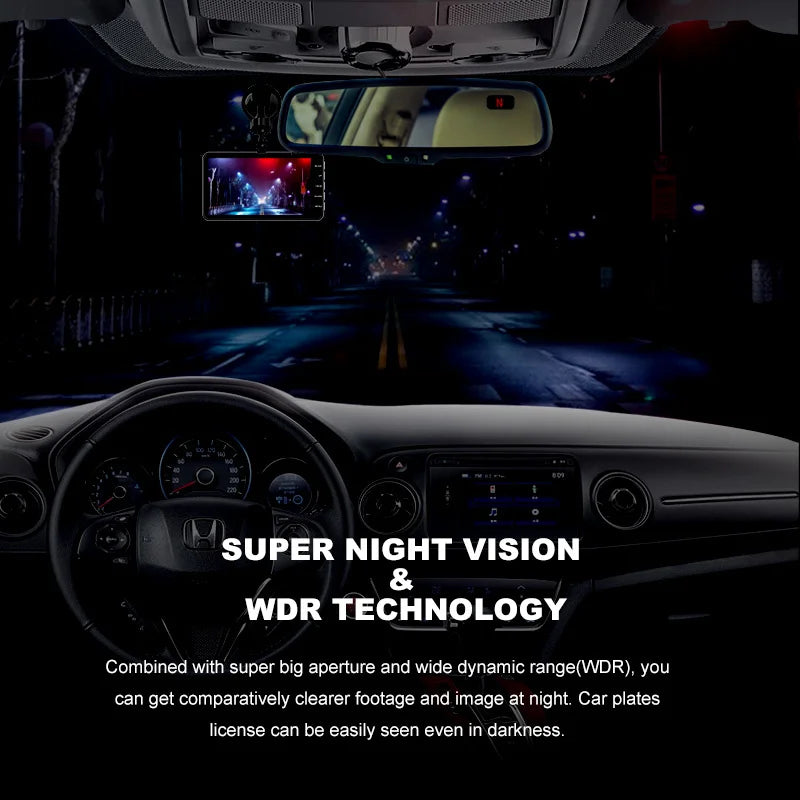 Front and Rear Dash Cam – Loop Recording & Emergency Lock