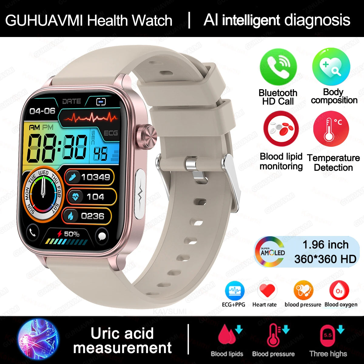 Smart Watch with AMOLED Display – Heart Rate & Sleep Tracker