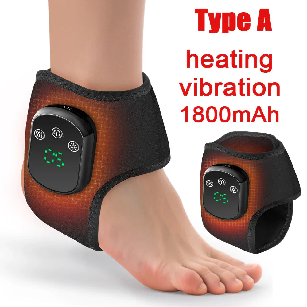 Electric Heating Ankle Massager | 3 Heat Settings, Vibration Modes & Timer for Ankle Pain Relief and Sports Recovery