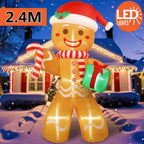 8FT Christmas Inflatable Gingerbread Man | Waterproof, LED Lights & Ideal for Outdoor Yard Decorations