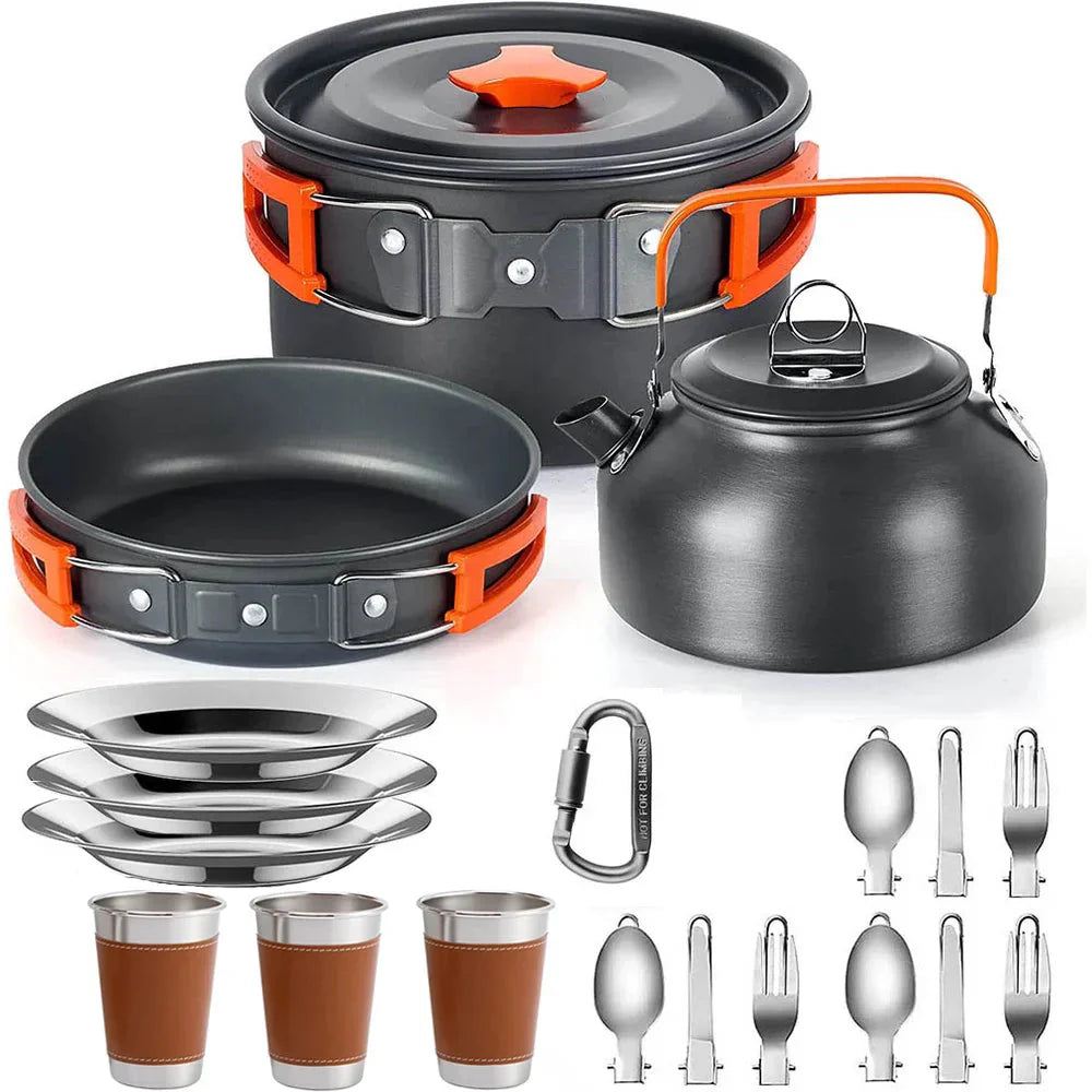 Portable Camping Cookware Set - Lightweight Non-Stick Cooking Kit for Hiking, Backpacking & Outdoor Adventures