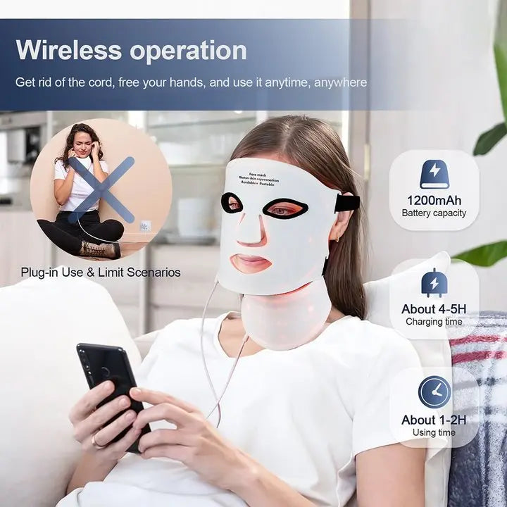 7 Color LED Face & Neck Mask – High Density Light Coverage