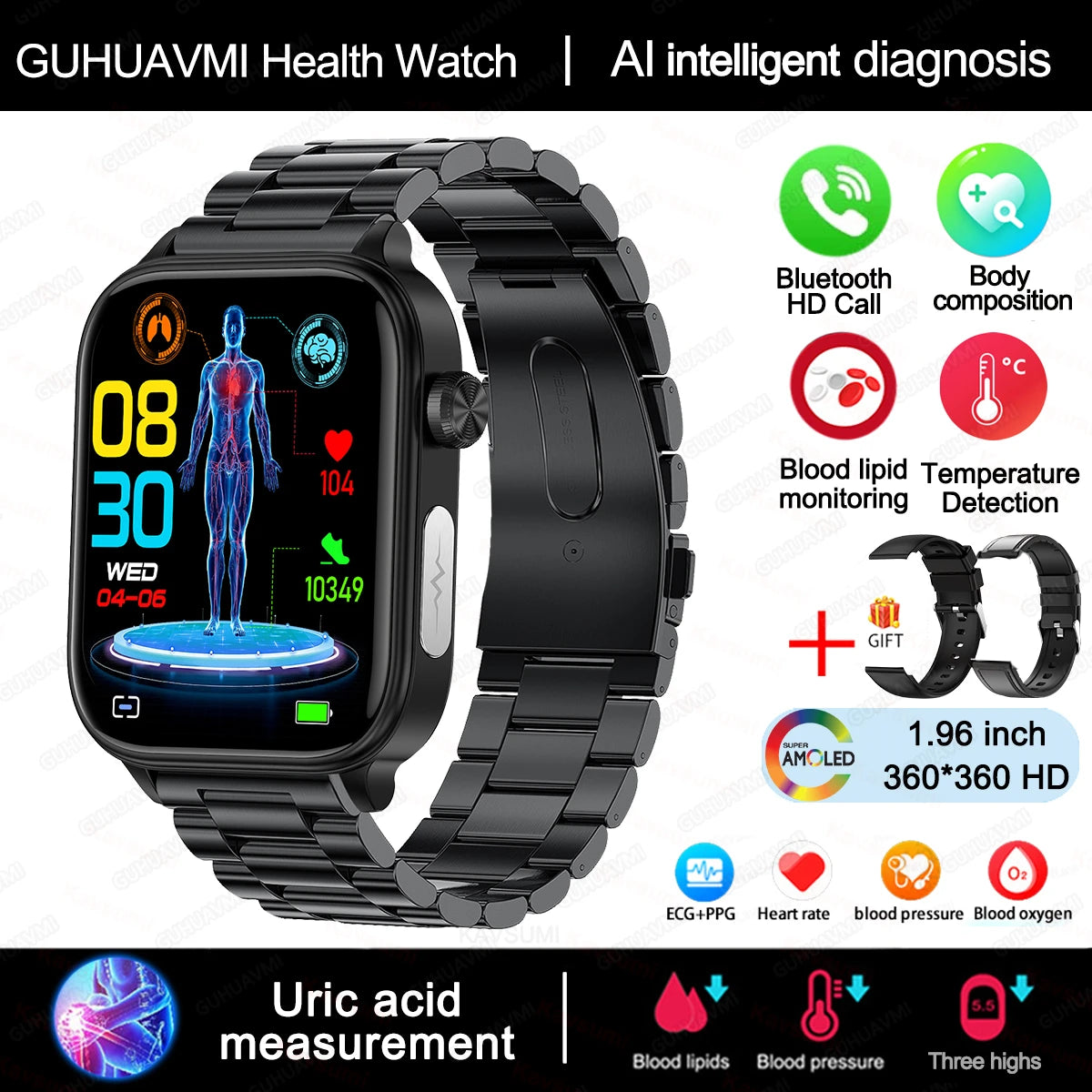 Smart Watch with AMOLED Display – Heart Rate & Sleep Tracker