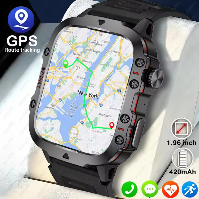 Men’s Rugged Outdoor GPS Smartwatch | Waterproof, Bluetooth Calling & Ideal for Hiking, Fitness Tracking & Outdoor Adventures
