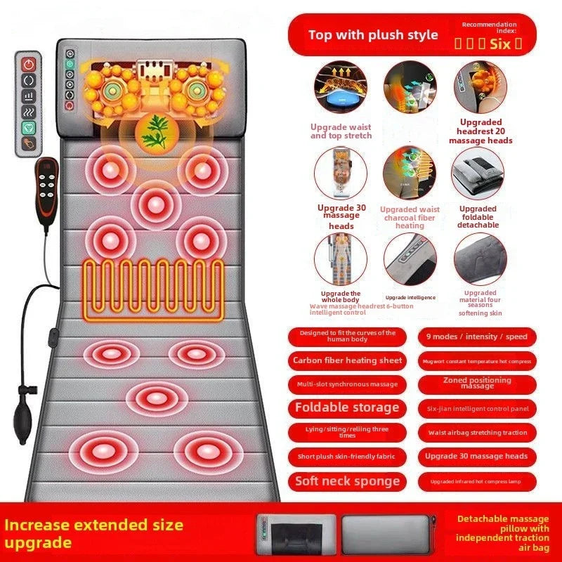 Multifunctional Electric Massage Mattress Cushion | Lumbar Traction, Vibrating Relief for Back, Neck & Waist Pain Relief