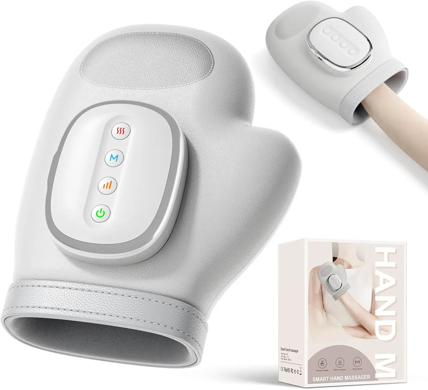 Hand Massager with Heat – Improves Circulation | Rechargeable 2000mAh