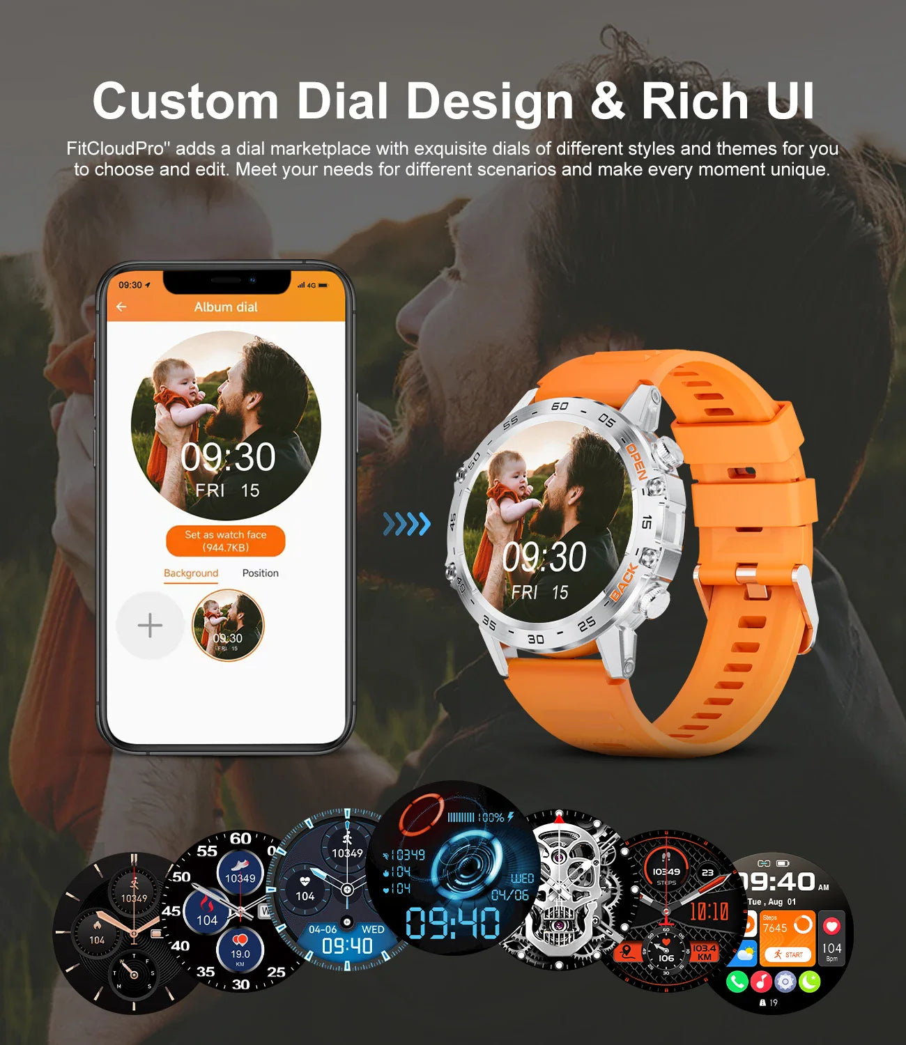 Bluetooth Military Smartwatch | IP68 Waterproof, Shock-Resistant & Ideal for Outdoor Sports and Fitness Tracking
