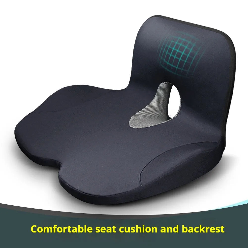 Memory Foam Seat Cushion – Hip & Lower Back Support | Non-Slip Base