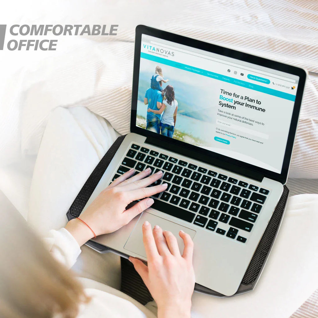 Laptop Cooling Pad with 5 Quiet Fans, Adjustable Height & Phone Holder - Compatible with 12-15.6 Inch Laptops