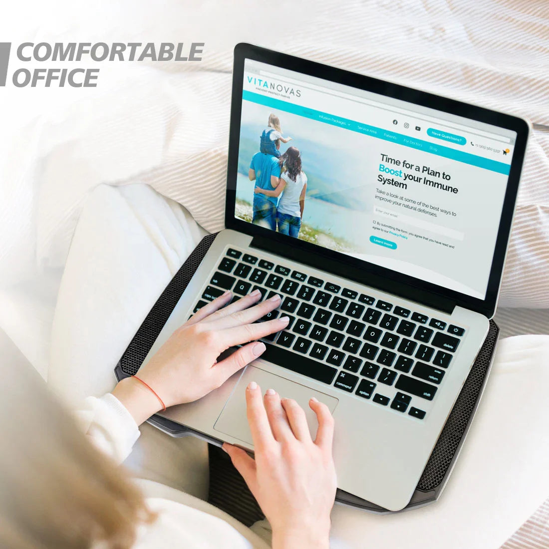 Laptop Cooling Pad with 5 Quiet Fans, Adjustable Height & Phone Holder - Compatible with 12-15.6 Inch Laptops