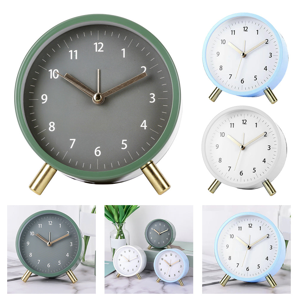 Scandinavian Silent Table Clock | Battery-Operated, Metal Frame & Ideal for Home Decor