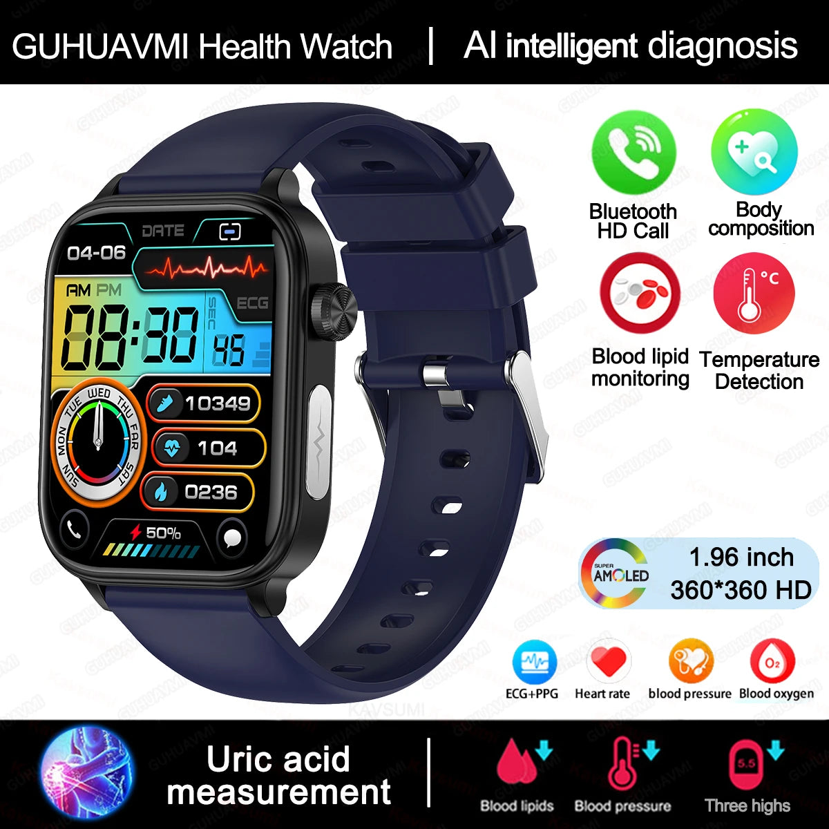 Smart Watch with AMOLED Display – Heart Rate & Sleep Tracker