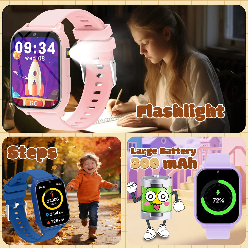 Smart Watch for Kids – Alarm, Countdown & Flashlight | 1.83" Touchscreen