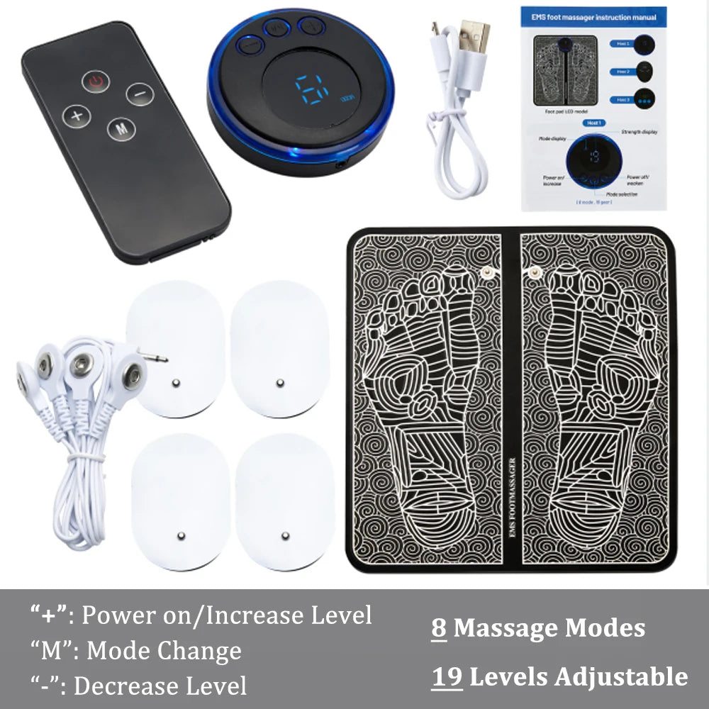 EMS Foot Massager Mat – 8 Modes & 19 Levels | Rechargeable