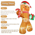 8FT Christmas Inflatable Gingerbread Man | Waterproof, LED Lights & Ideal for Outdoor Yard Decorations