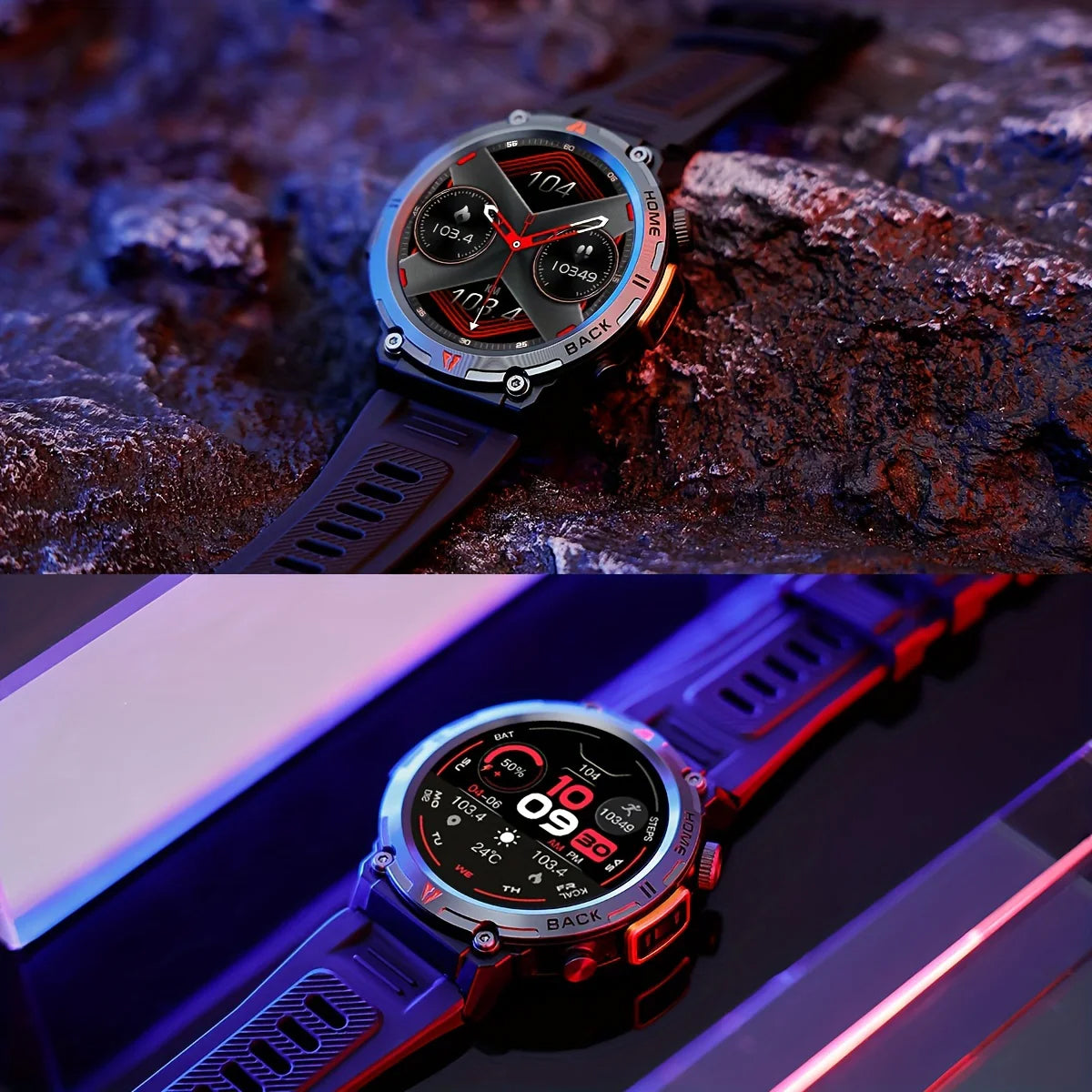 Dry Strikes & Shock-Resistant Smartwatch | Outdoor Waterproof Sports Watch with Full Touch Screen, LED Flashlight & Bluetooth Calling