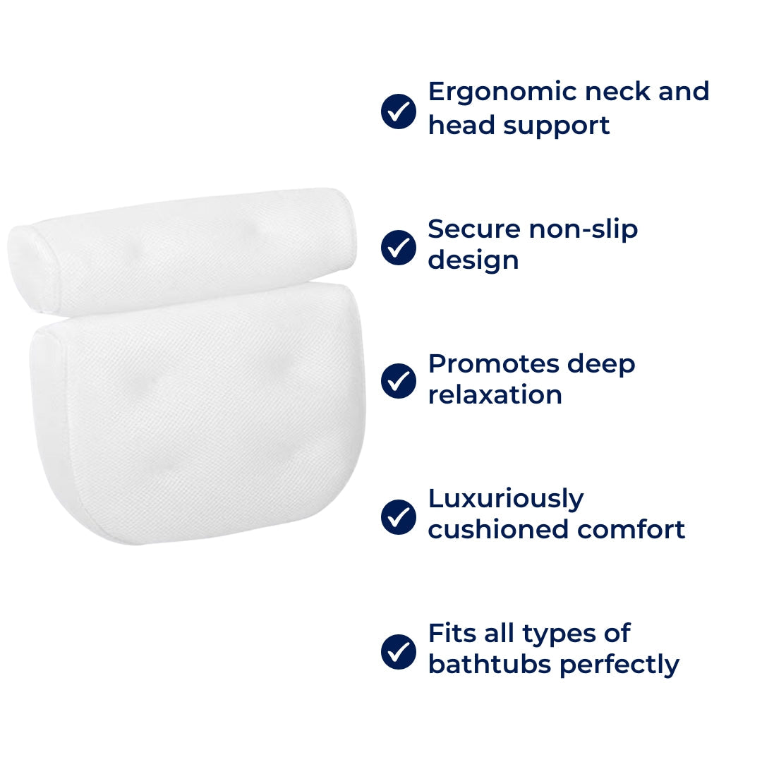 Bath Pillow for Neck & Head Support | Non-Slip, Comfortable Cushion for All Bathtubs & Enhanced Relaxation