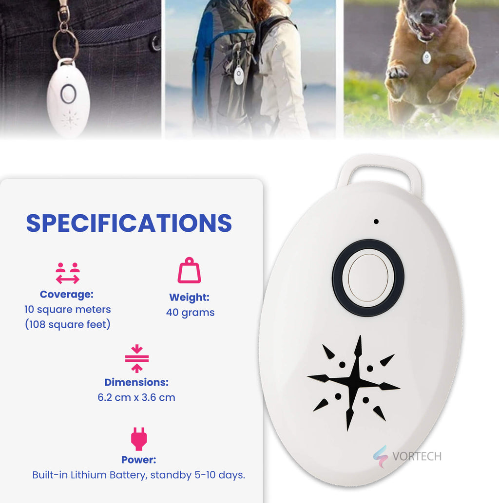 Portable Ultrasonic Fly Repellent | Battery Operated, Pet-Friendly & Ideal for Indoor and Outdoor Use