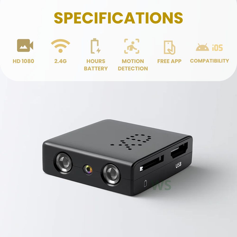 Wireless Miniature Camera with Audio | Night Vision, WiFi Connectivity & Compact Design for Home Security Monitoring