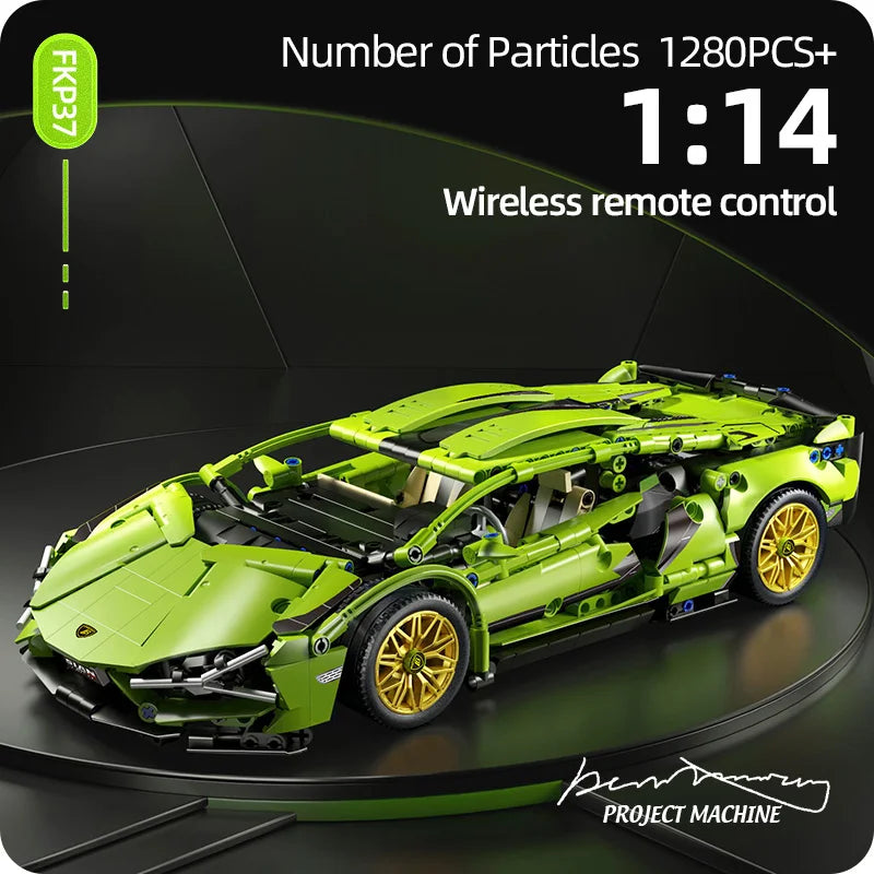 Racing Supercar Building Blocks | 1280-Piece Mechanical Speed Vehicle with Wireless Control for Kids & Adults