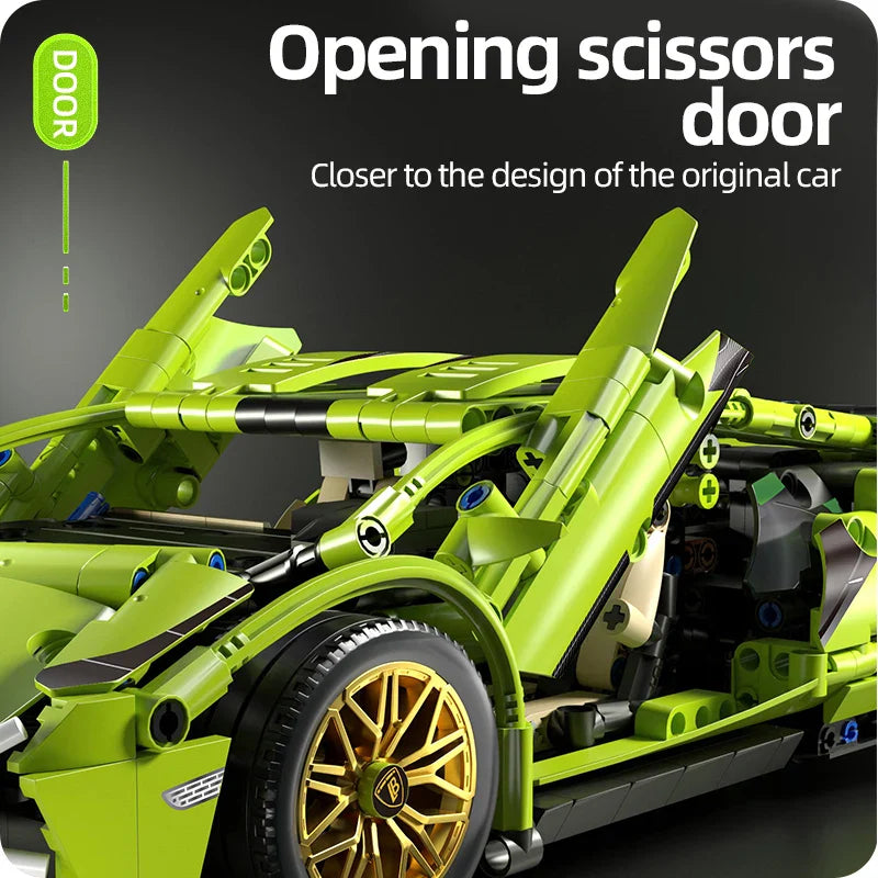 Racing Supercar Building Blocks | 1280-Piece Mechanical Speed Vehicle with Wireless Control for Kids & Adults