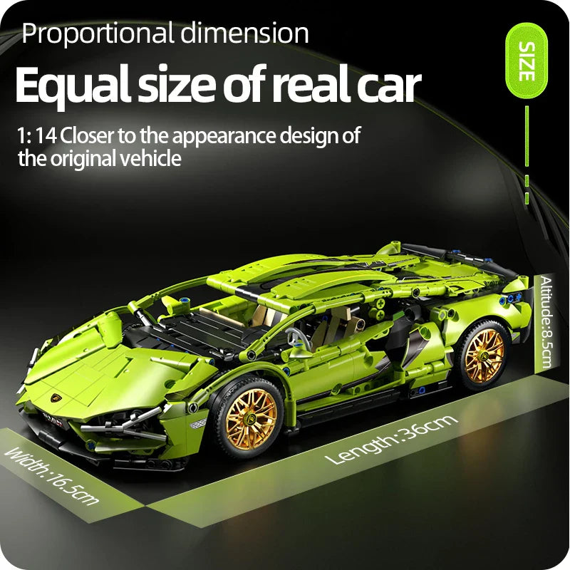 Racing Supercar Building Blocks | 1280-Piece Mechanical Speed Vehicle with Wireless Control for Kids & Adults