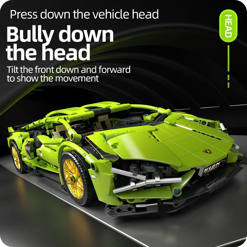 Racing Supercar Building Blocks | 1280-Piece Mechanical Speed Vehicle with Wireless Control for Kids & Adults