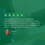 Motion-activated sprinkler with animal sensor for outdoor lawn. Ideal for repelling deer and other pests using water for deterrence.