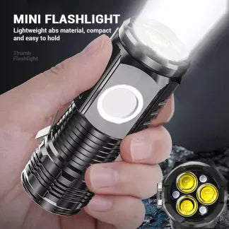Mini Rechargeable Flashlight with 5 Modes | Super Bright 3-LED Design, Waterproof & Pocket-Sized for Emergency or Outdoor Use