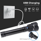 High Lumen LED Tactical Flashlight - USB Rechargeable, Ultra-Bright & Durable for Outdoor Adventures