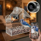 Window Bird Feeder with Camera | Strong Suction Cups Window Mounted Bird House for Outside Wild Birds - Best Window Bird Feeder for Cats and Bird Lovers