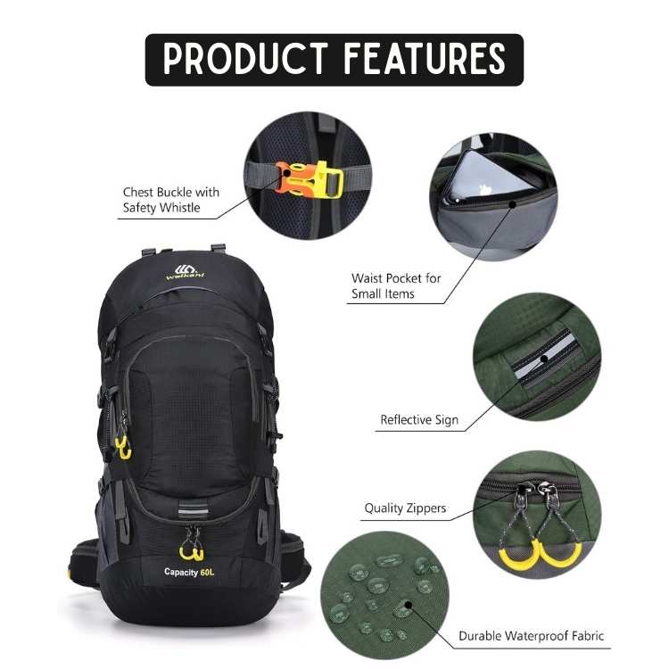 60L Waterproof Backpack | Spacious, Comfortable Fit & Ideal for Outdoor Adventures