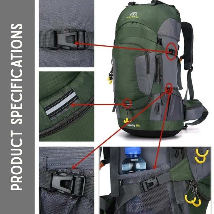 60L Waterproof Backpack | Spacious, Comfortable Fit & Ideal for Outdoor Adventures