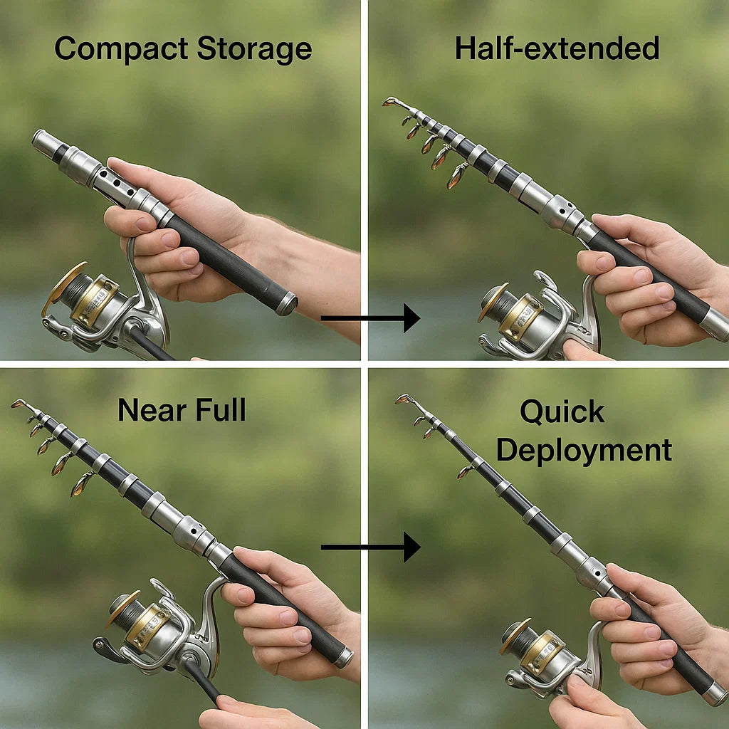 Carbon Fiber Telescopic Fishing Rod and Reel Combo - Lightweight Saltwater & Freshwater Fishing Gear for Anglers