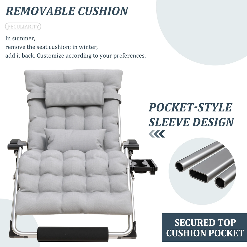 500LB Oversized Zero Gravity Chair | Ergonomic, Adjustable Headrest & Cushioned Comfort for Indoor and Outdoor Relaxation