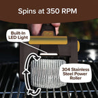 Cordless Electric Grill Cleaner | Bristle-Free, LED Spotlight & Fast 350 RPM Cleaning for Effortless Grill Maintenance