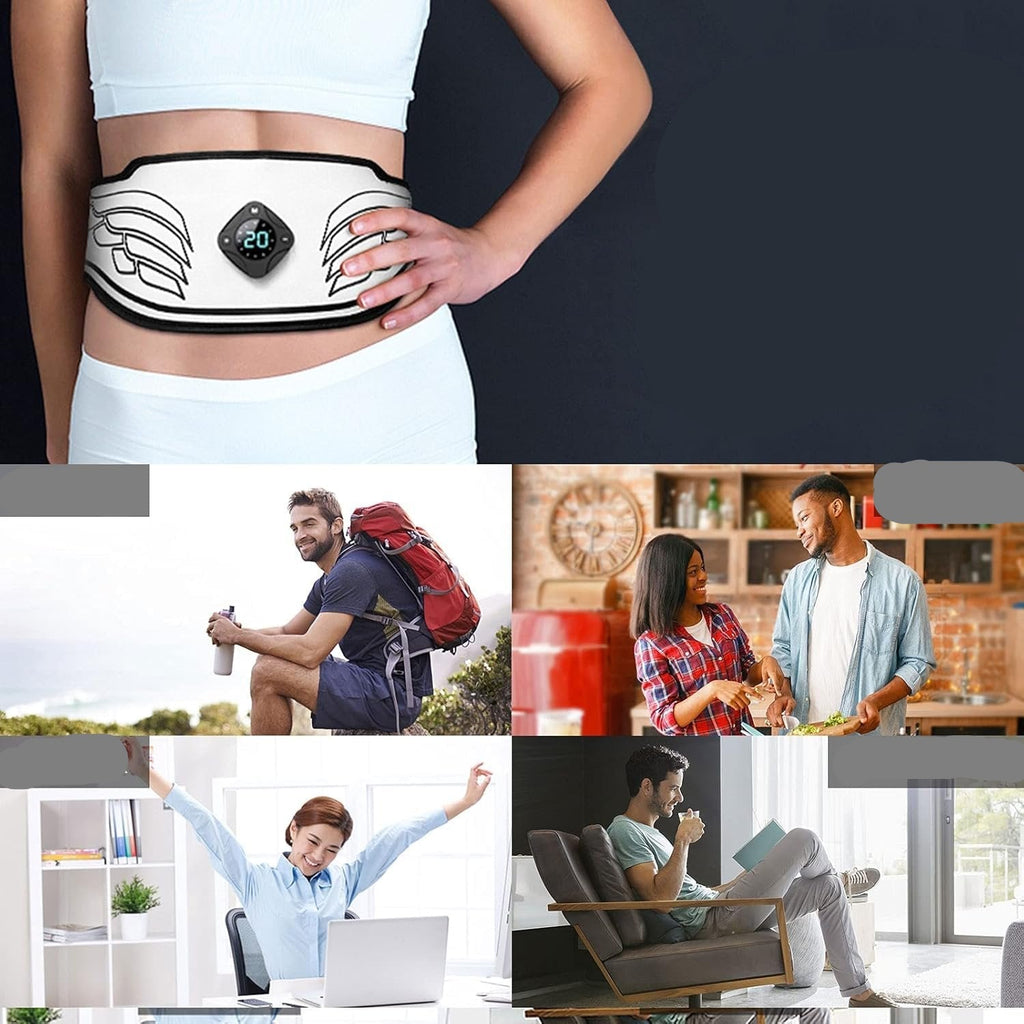 Belly Fat Reduction Massage Belt | EMS Muscle Stimulation & Vibration Therapy for Home Use and Busy Professionals