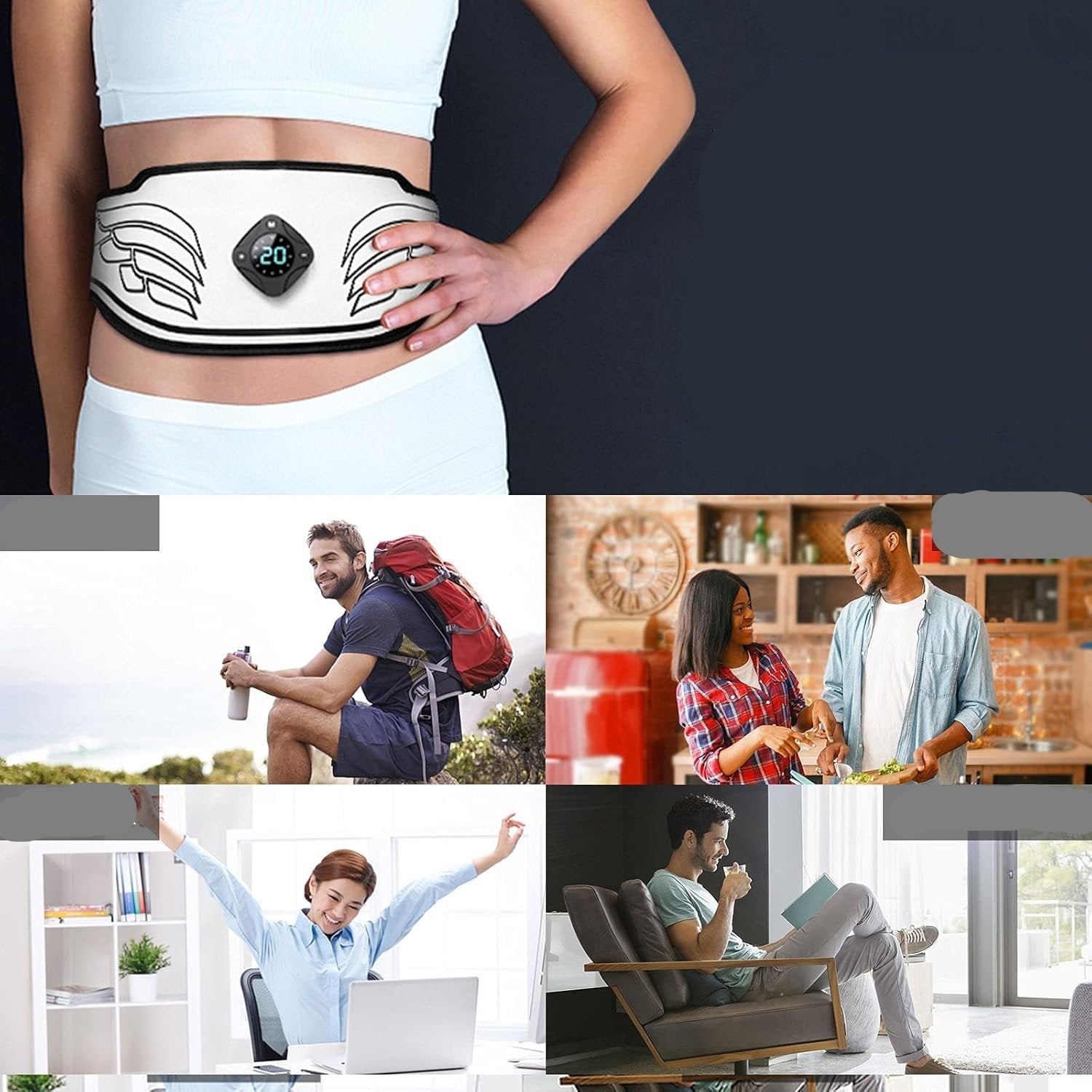 Belly Fat Reduction Massage Belt | EMS Muscle Stimulation & Vibration Therapy for Home Use and Busy Professionals