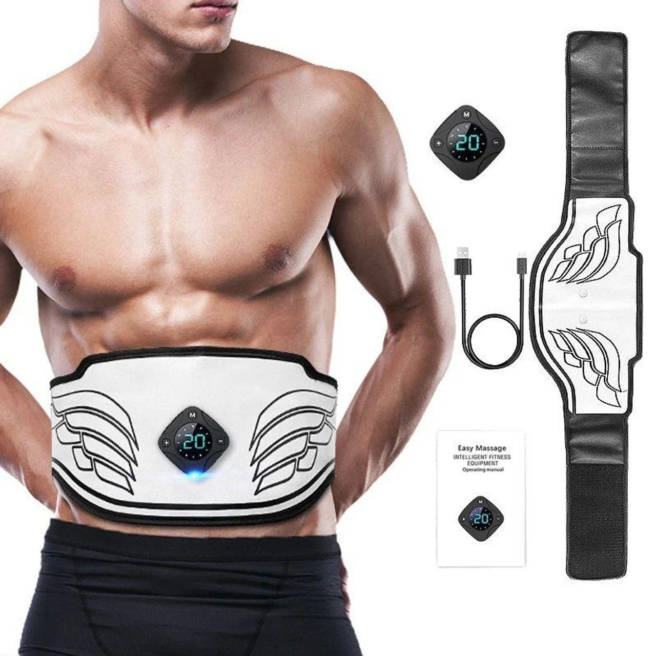 Belly Fat Reduction Massage Belt | EMS Muscle Stimulation & Vibration Therapy for Home Use and Busy Professionals