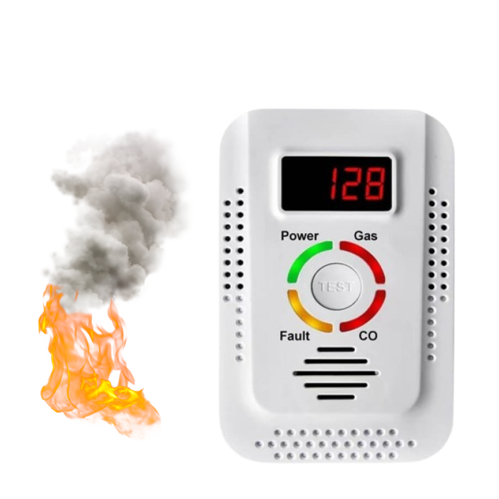 Natural Gas & Carbon Monoxide Detector - Plug-in CO Sensor with LED Digital Display for Home Safety & Leak Detection