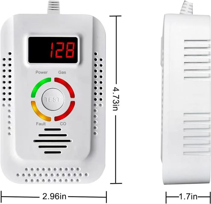 Natural Gas & Carbon Monoxide Detector - Plug-in CO Sensor with LED Digital Display for Home Safety & Leak Detection