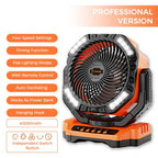 Rechargeable Camping Fan | 270° Rotation, LED Light & Portable Design for Outdoor Activities and Indoor Use